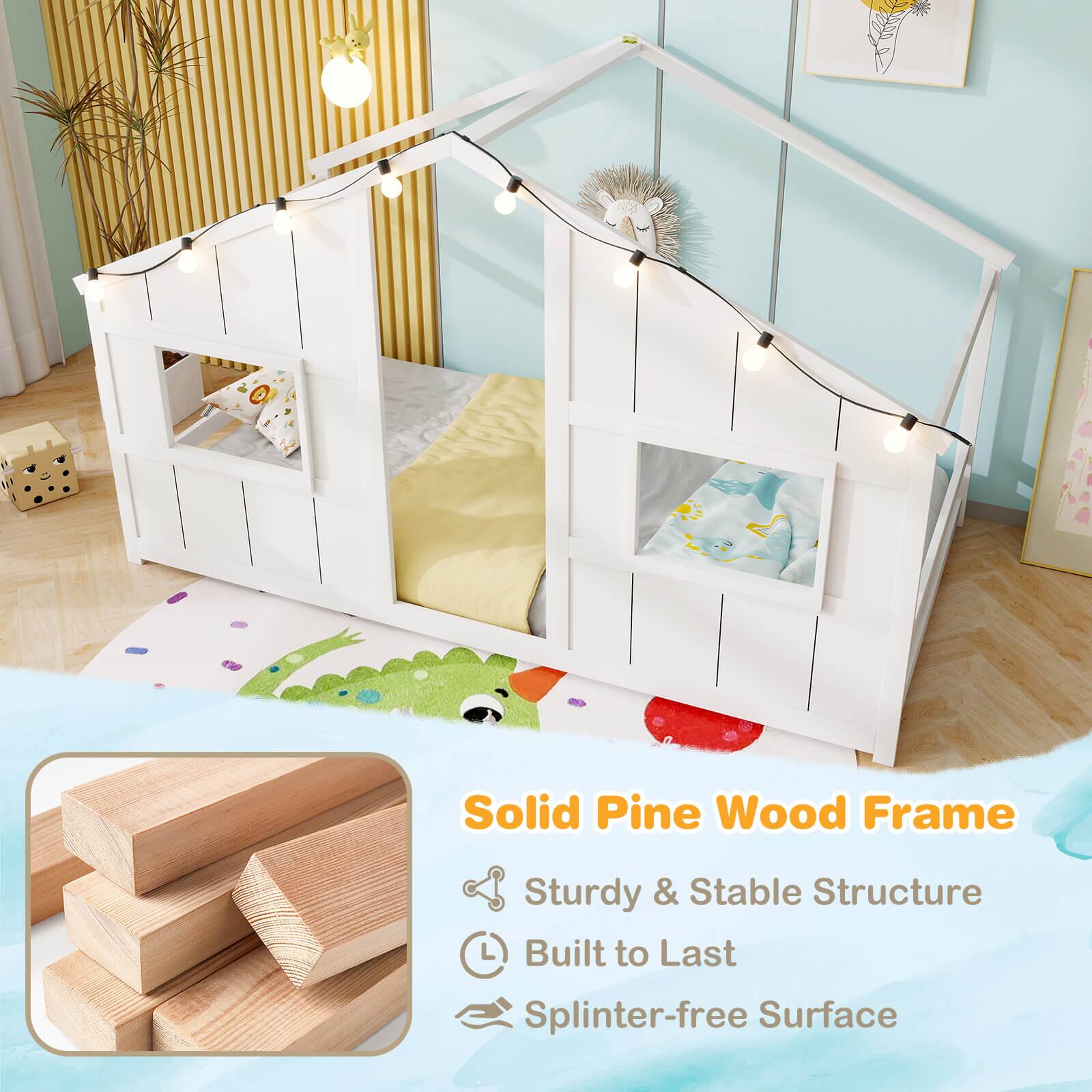 Solid Pine Wood Frame  
Sturdy & Stable Structure  
Built to Last  
Splinter-free Surface