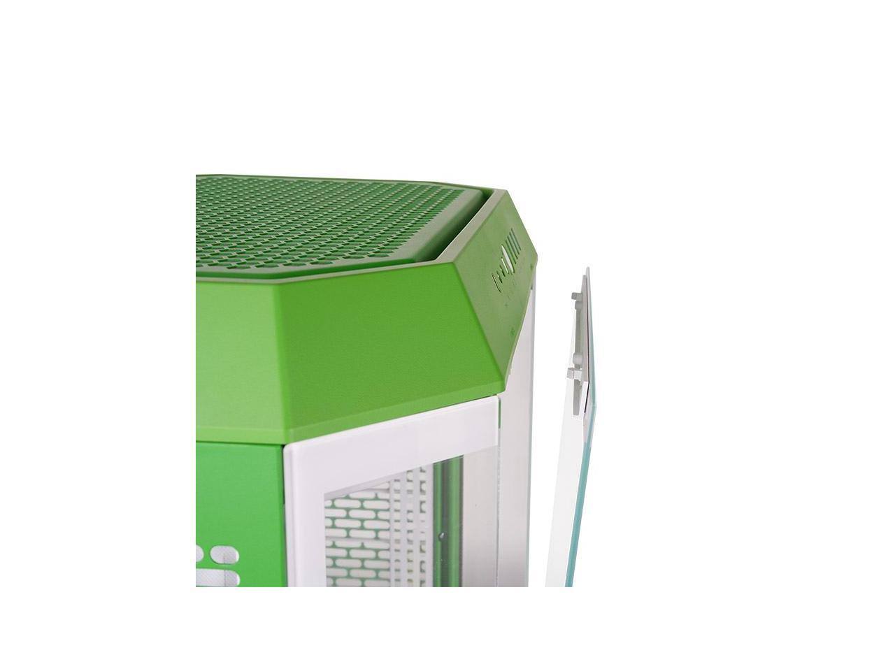 Alt View 4. Thermaltake - Thermaltake Tower 600; 2x140mm Fans; 420mm Rad; 400mm GPU; Hidden Connectors; Rotatable Slots; Green - Light-Year Green.