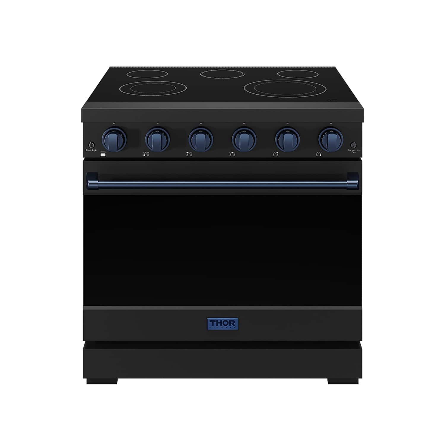 Gordon Ramsay Series by Thor Kitchen 6.0 Cu. Ft Freestanding Electric Range with Navy Blue Hardware - Black