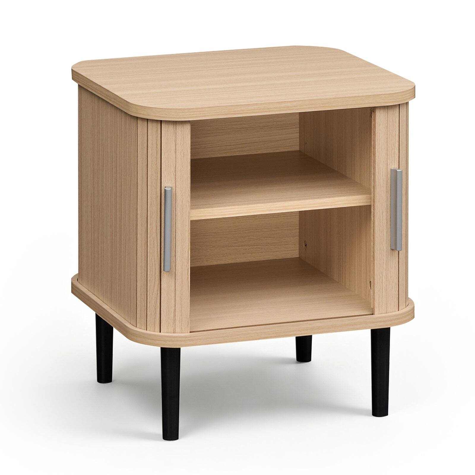 Alt View 9. Costway - Costway 1 PCS Fluted Nightstand with Sliding Doors, Adjustable Shelf for Living Room, Bedroom - Natural.