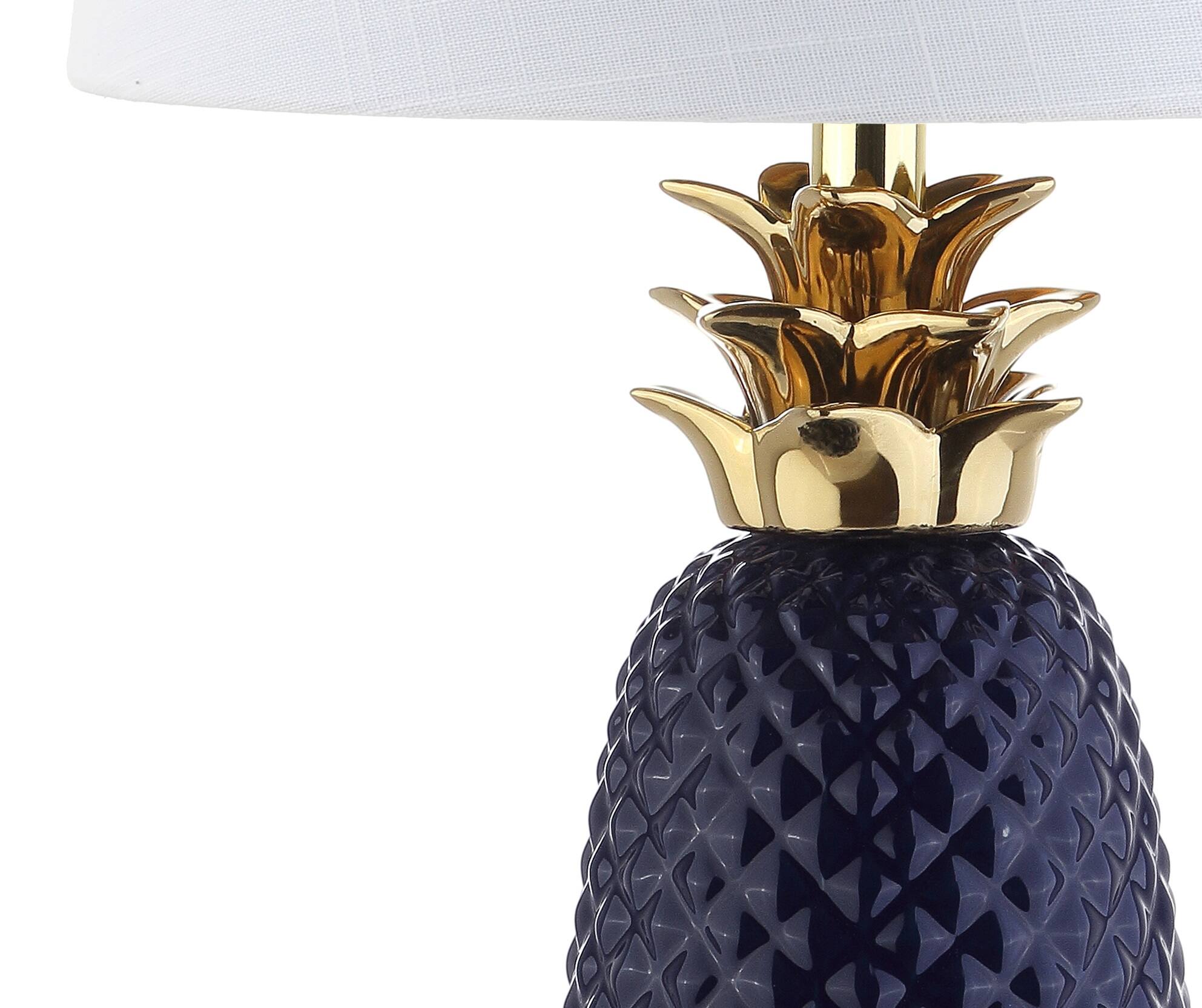 Alt View 6. Jonathan Y - Pineapple 23" Ceramic LED Table Lamp, Navy/Gold - Navy/Gold.