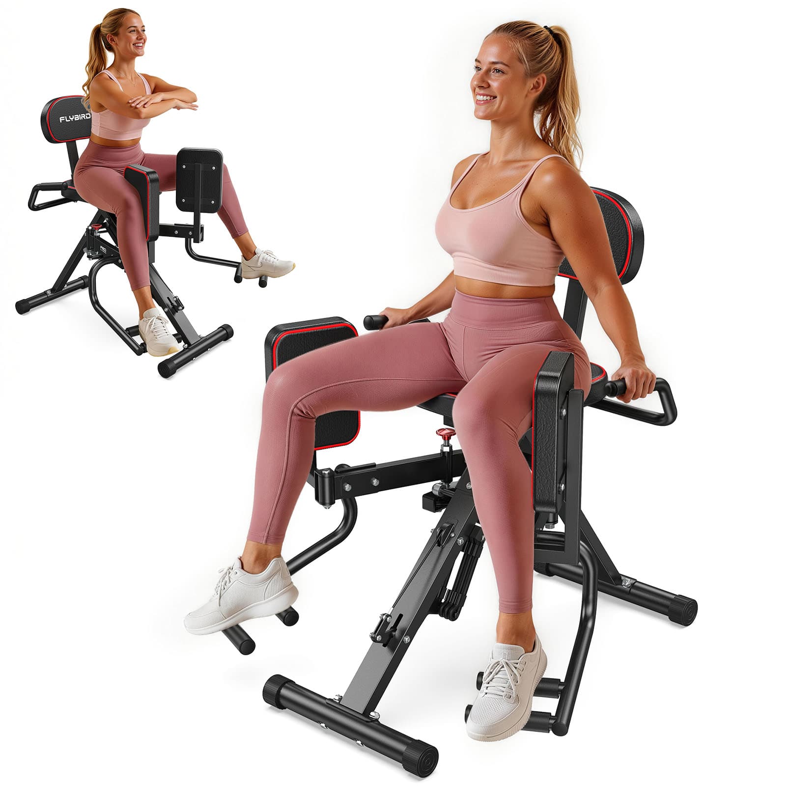 FED Fitness - 2-in-1 Hip Abductor & Adductor Machine, Lower Body Glute & Inner Thigh Workout Equipment for Home Gym - Black