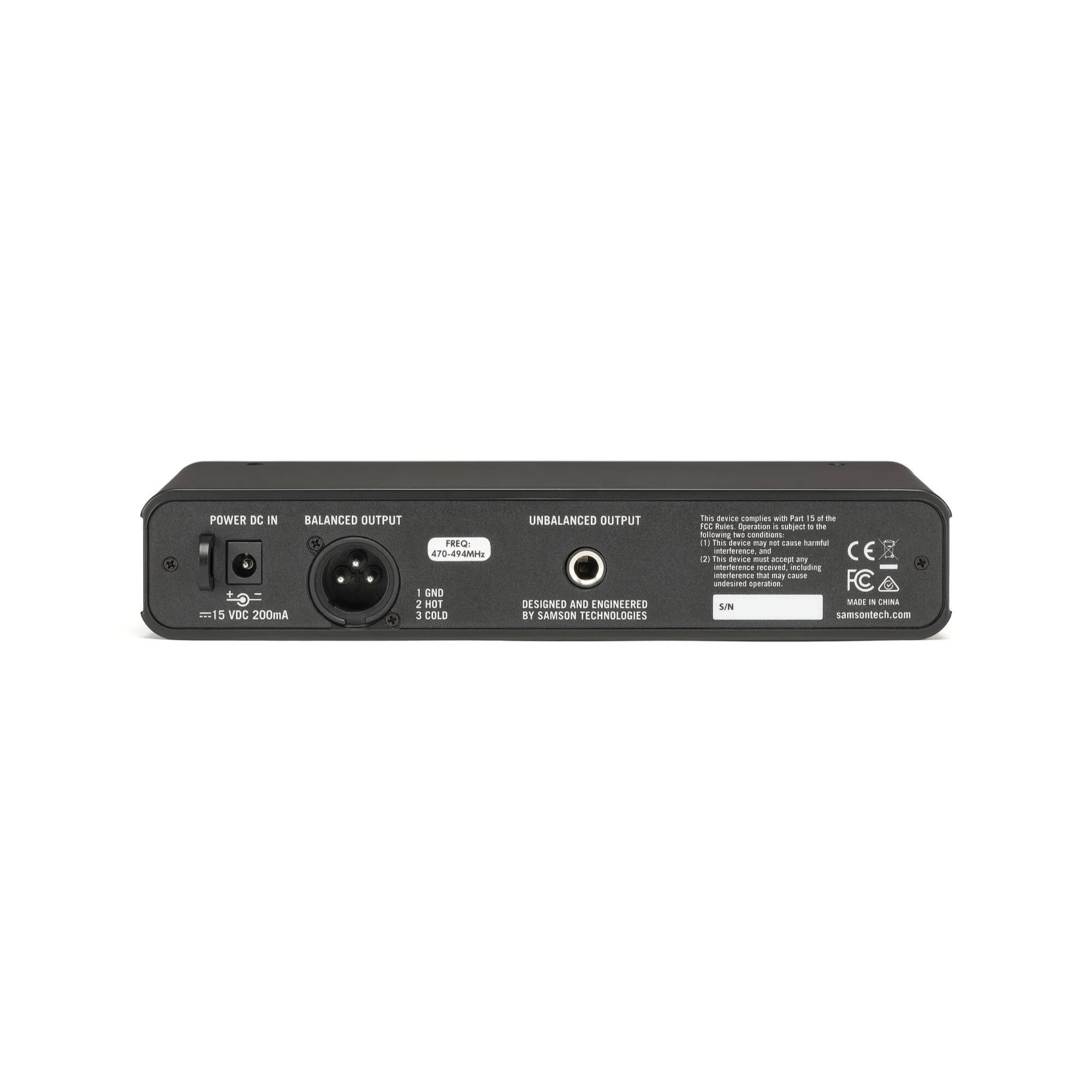 M POWER DC IN BALANCED OUTPUT of FREQ 470-494Hz - END  
1 GND  
2 HOT  
3 COLD  
2 HOT I 5 VDC 200mA  
3 COLD  
UNBALANCED OUTPUT  
DESIGNED AND ENGINEERED BY SAMSON TECHNOLOGIES  
www.samsontech.com
