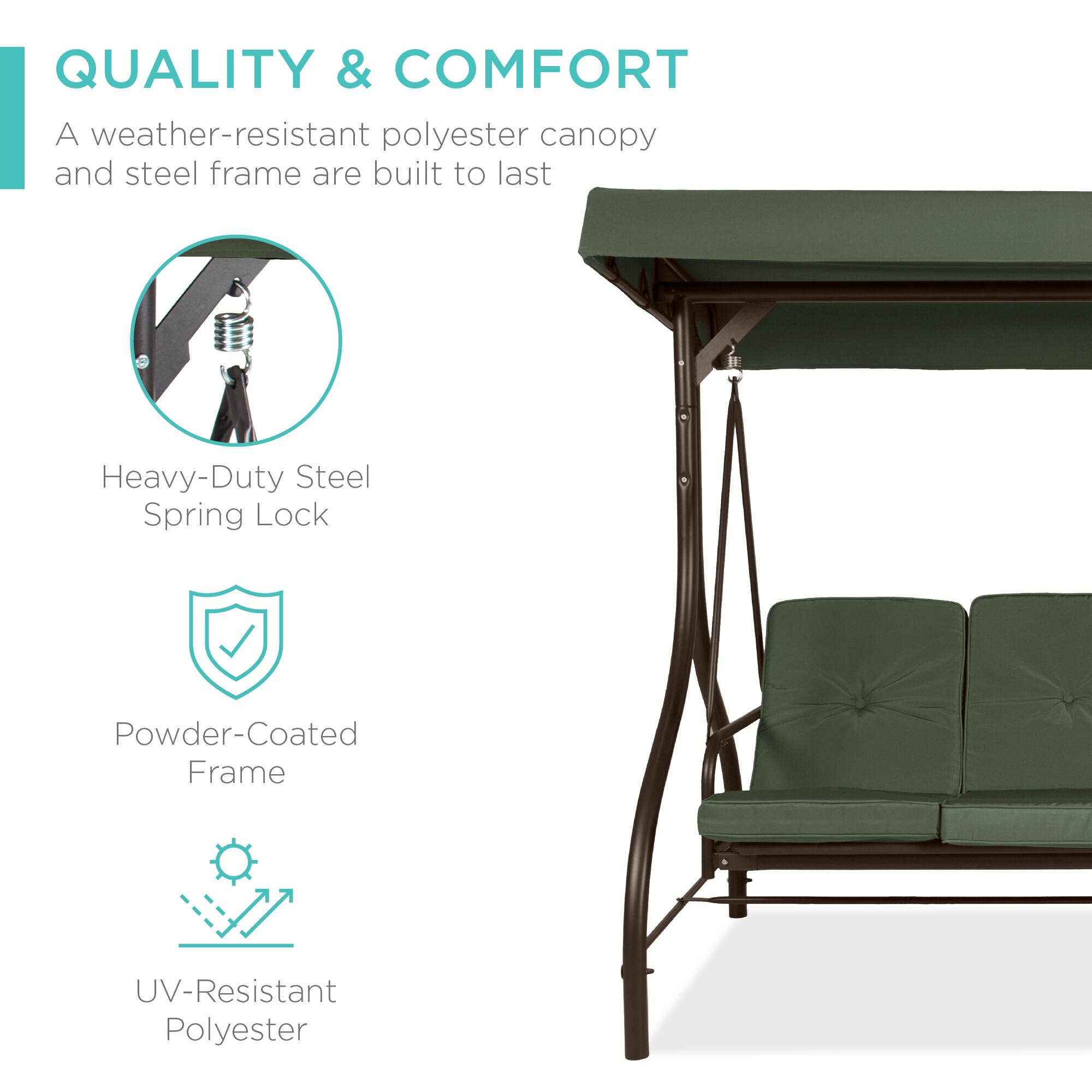 QUALITY & COMFORT

A weather-resistant polyester canopy and steel frame are built to last.

- Heavy-Duty Steel Spring Lock
- Powder-Coated Frame
- UV-Resistant Polyester