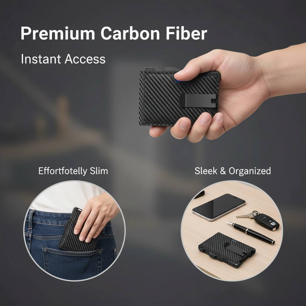 Premium Carbon Fiber  
Instant Access  

Effortlessly Slim  

Sleek & Organized
