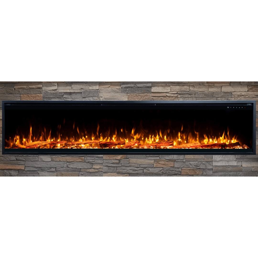 Alt View 2. Touchstone Home Products - 100 in. Wall Mounted Recessed Sideline Elite Pro Smart Electric Fireplace 1500W - Black.