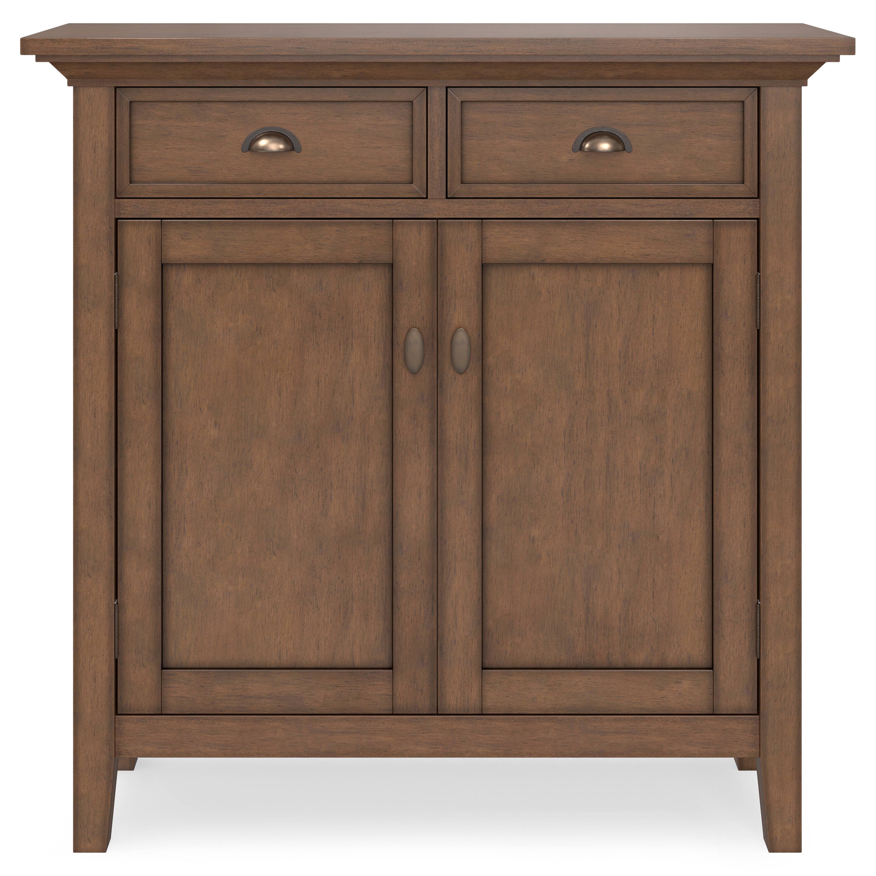 Left. Simpli Home - Redmond SOLID WOOD 36 inch Wide Transitional  Entryway Storage Cabinet in Rustic Natural Aged Brown - Rustic Natural Aged Brown.