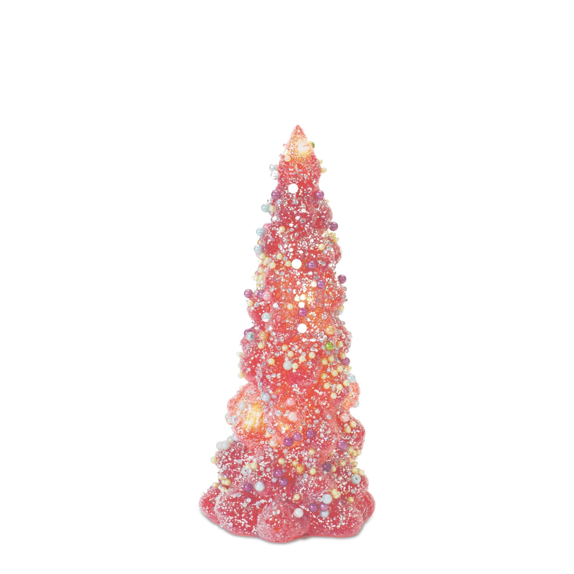 Left. BreeBe - LED Tree with Rainbow Pearl Ornaments (Set of 3) - Pink, White.