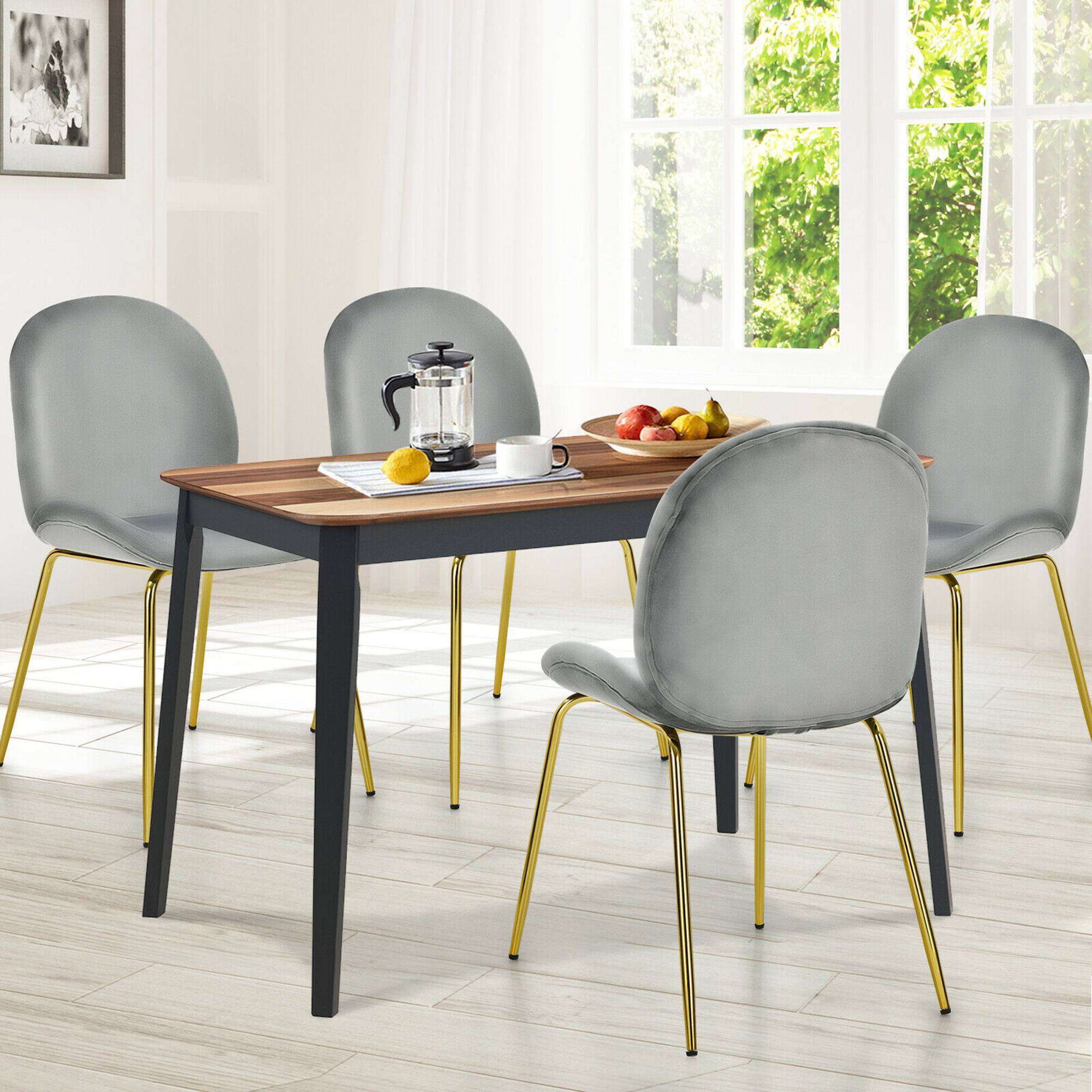 Alt View 2. Gymax - Gymax 4PCS Velvet Dining Chair Accent Leisure Chair Armless Side Chair Grey - Grey.