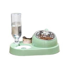 Ficcuss Pets - No-Spill Bottle Dispenser Pet Feeding Bowl - Green
