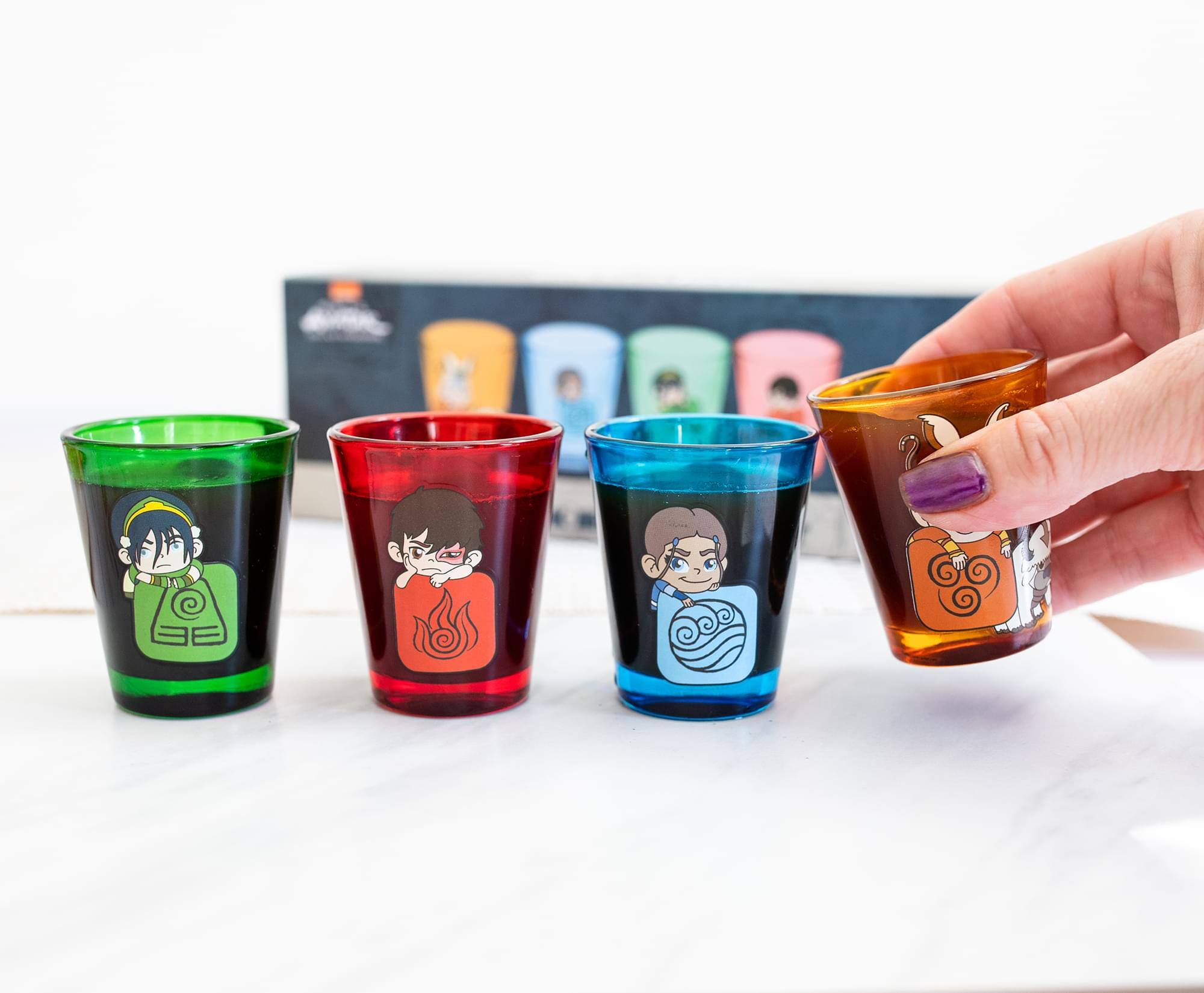 Alt View 10. Surreal Entertainment - Avatar: The Last Airbender Chibi Characters 2-Ounce Shot Glasses | Set of 4 - Green.