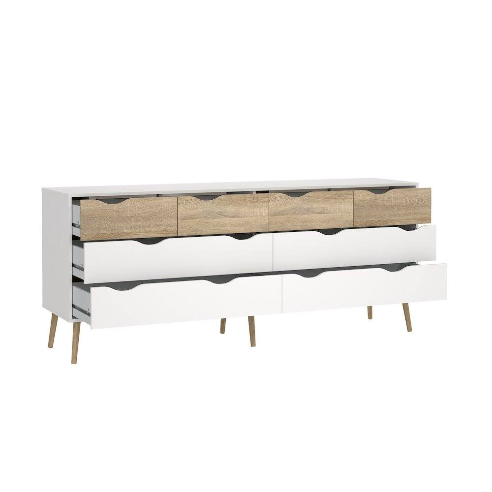 Angle. Tvilum - Diana 8 Drawer Double Dresser/Oak Structure - White.