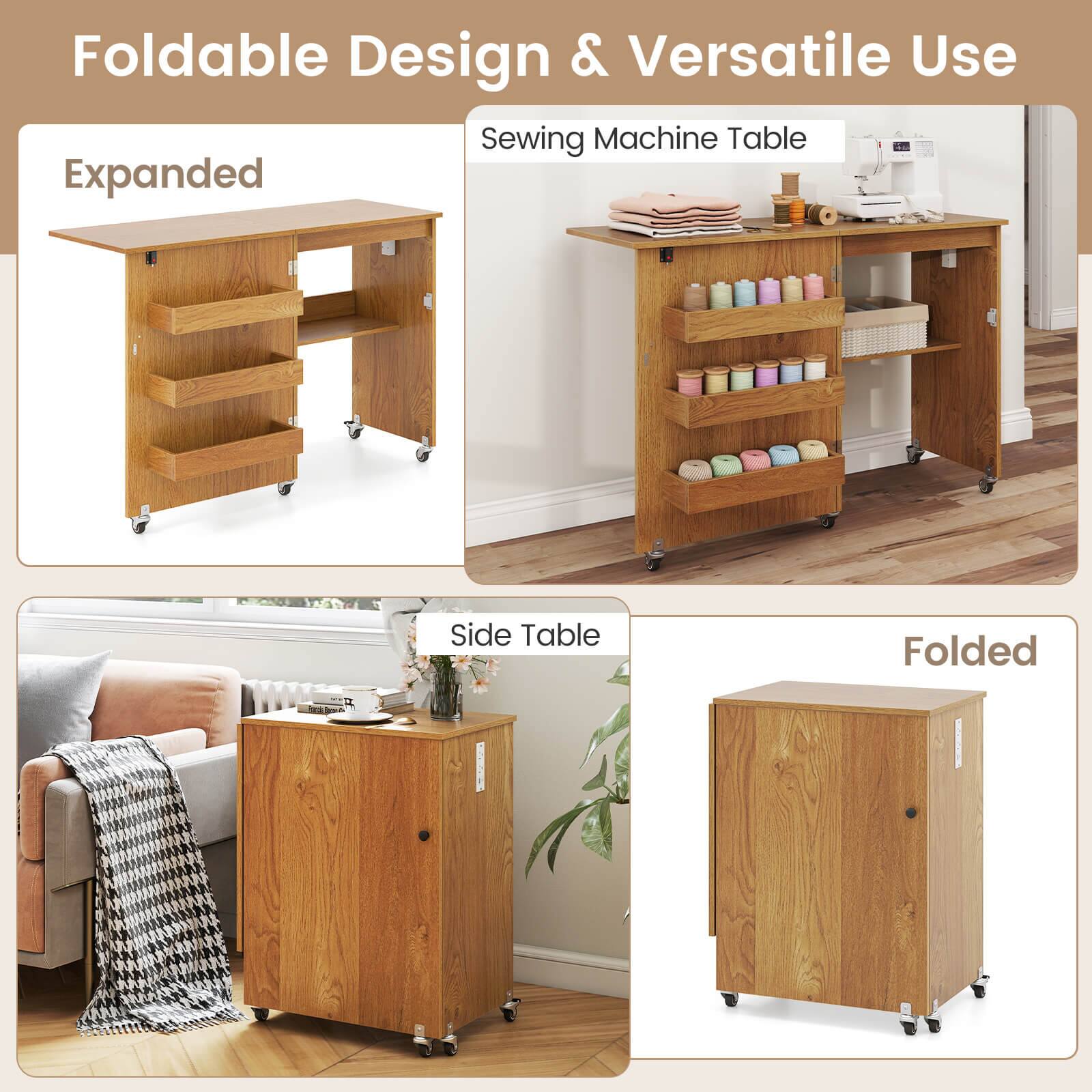Foldable Design & Versatile Use

Expanded

Sewing Machine Table

Side Table

Folded