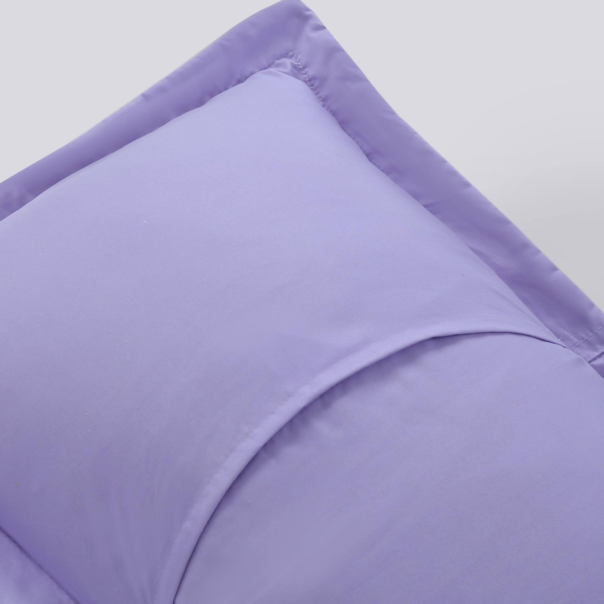 Left. MarCielo - 2-Pack Embroidered Solid Color Pillow Shams Polyester - Lavender.