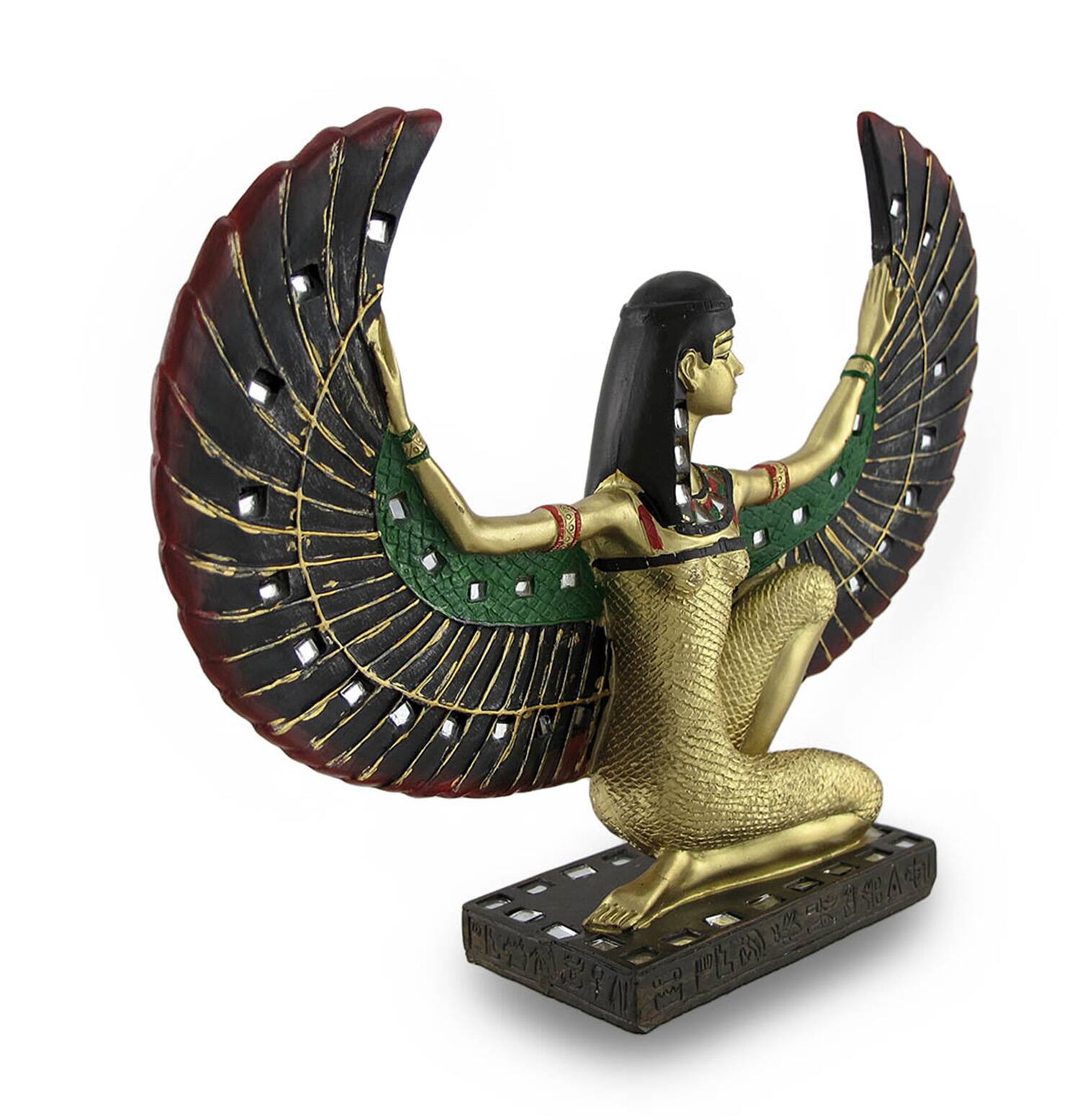 Alt View 1. Zeckos - Winged Egyptian Goddess Isis Statue Deity Mythology - Brown.