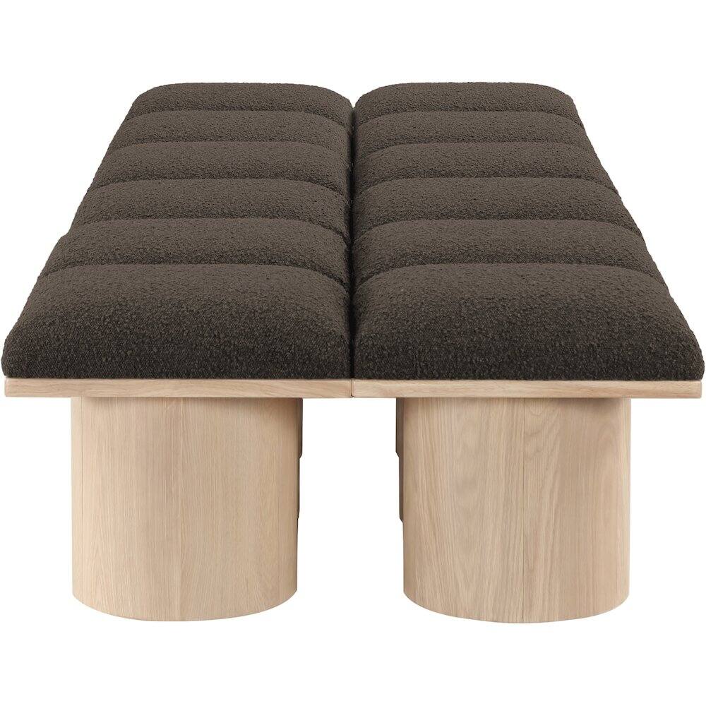 Alt View 2. Meridian Furniture - Pavilion Brown Boucle Fabric Bench - Brown.