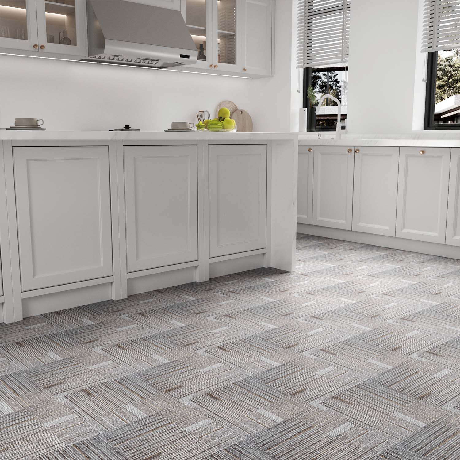 Left. APRILSOUL - 36PCS 4 MIL 12x12in Gray Peel and Stick Flooring Tile Water Resistant Vinyl Tile Flooring - GRAY.