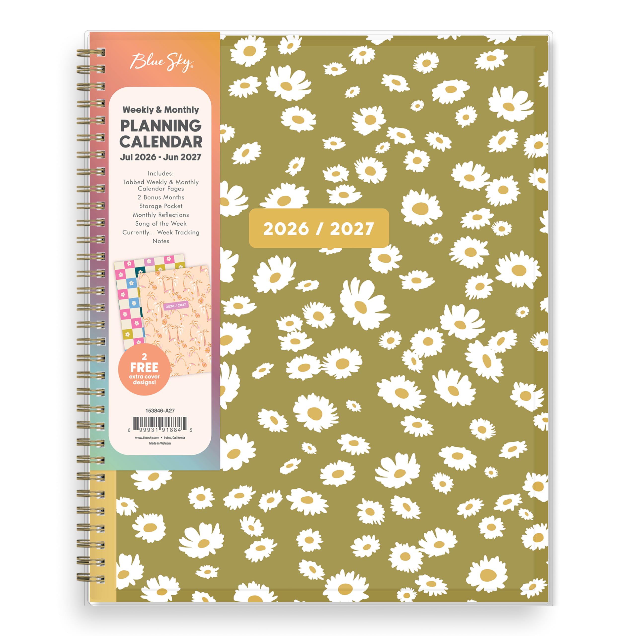 Blue Sky,
Weekly & Monthly PLANNING CALENDAR Jul 2026-Jun 2027
Includes: Tobbed Weekly & Monthly Calendar Pages 2 Bonus Months Storage Pocket Monthly Reflections Song of the Week Currently... Week Tracking Notes
2026 / 2027
2000 
2 FREE extra cover designs!
153846-A27
6
99931 91884
!
www.broky.com