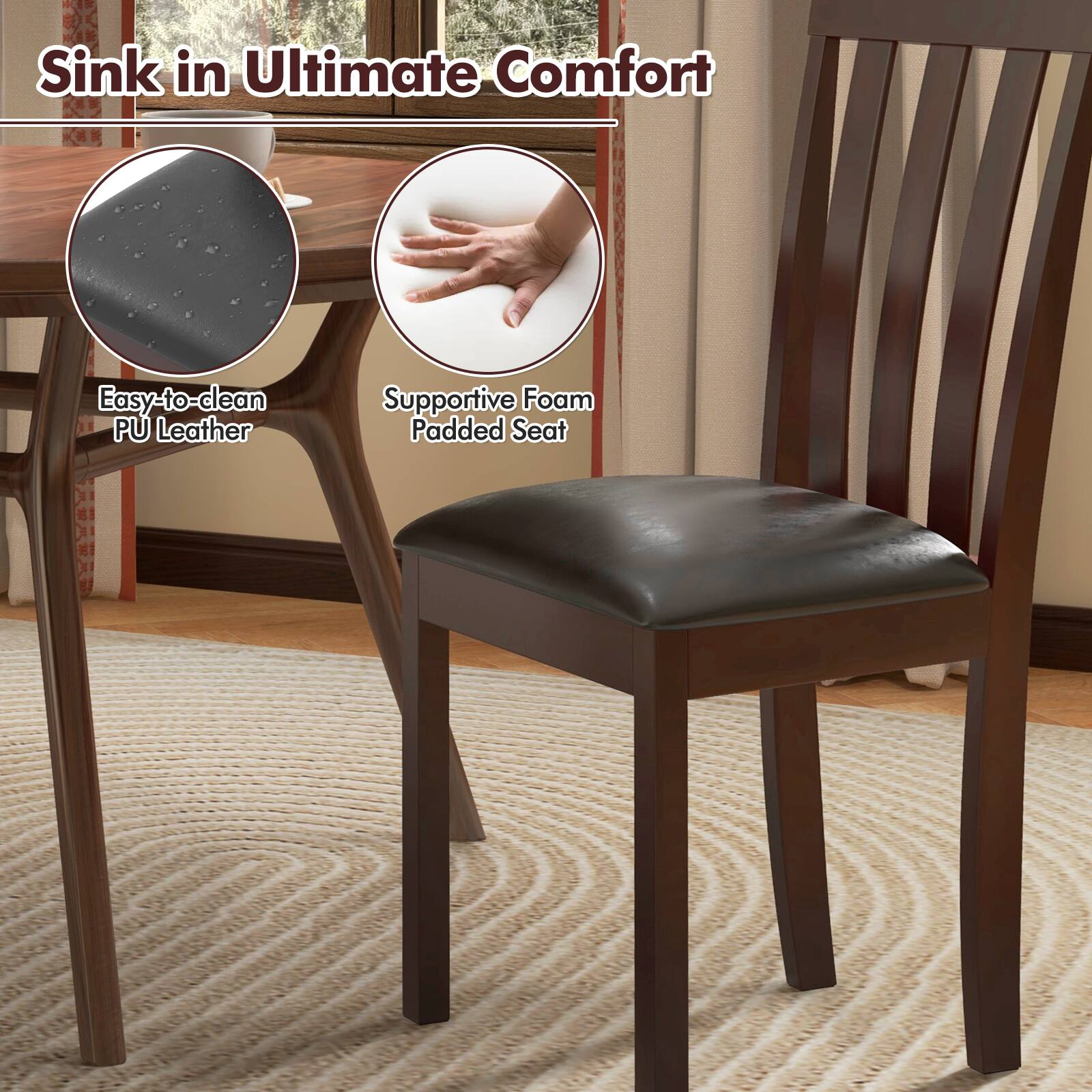 Sink in Ultimate Comfort Easy-to-clean PU Leather Supportive Foam Padded Seat