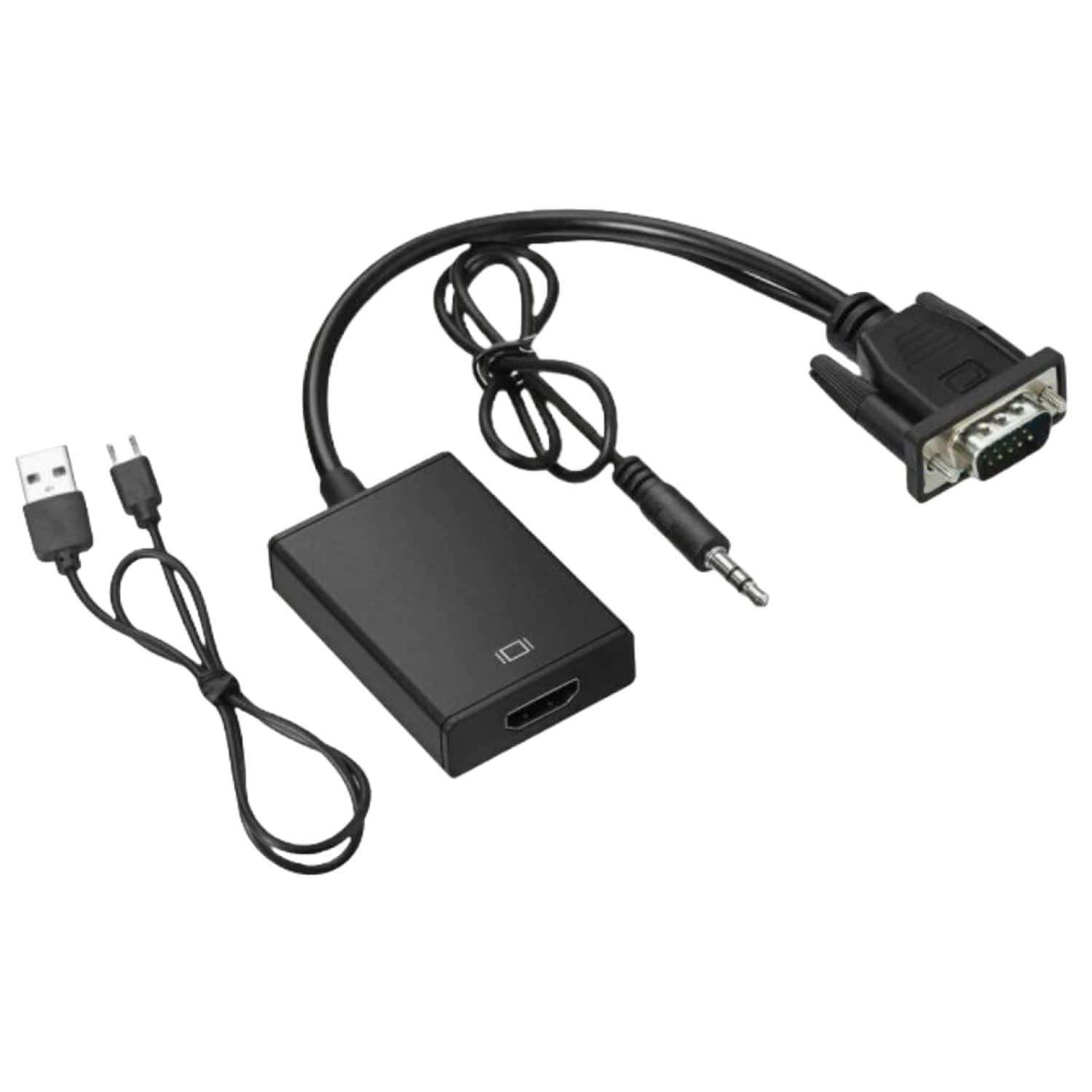 Sanoxy - VGA To HDMI Converter 1080P HD Adapter With Audio Cable For HDTV PC Laptop TV - Black
