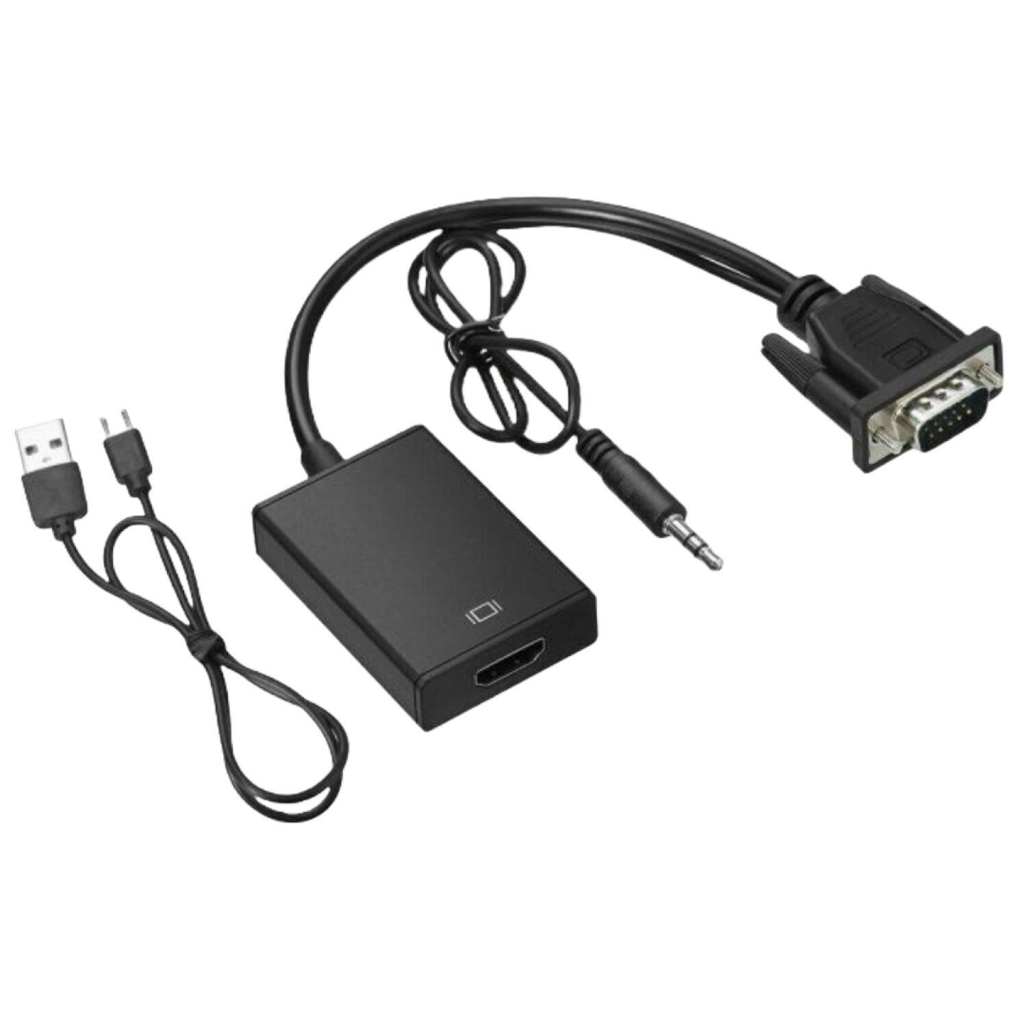 Front. Sanoxy - VGA To HDMI Converter 1080P HD Adapter With Audio Cable For HDTV PC Laptop TV - Black.