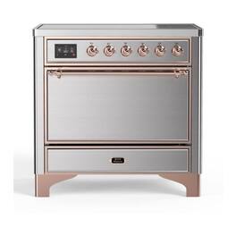 ILVE - Majestic II Series 36 in. Induction Range with 5 Induction Elements (Copper Trim) - Stainless Steel