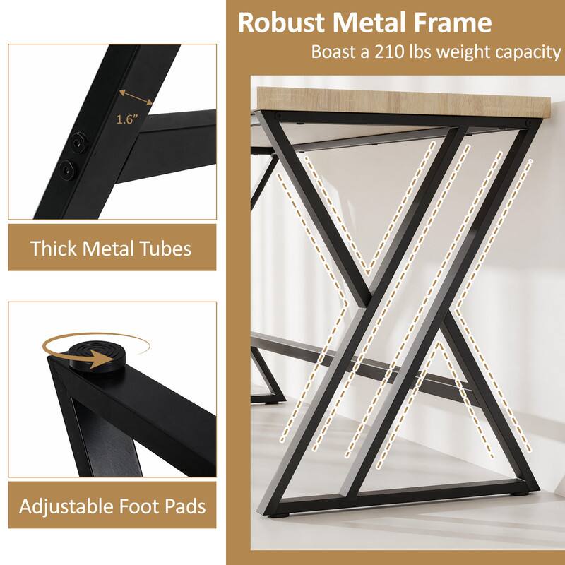 Robust Metal Frame  
Boast a 210 lbs weight capacity  
1.6" Thick Metal Tubes  
Adjustable Foot Pads