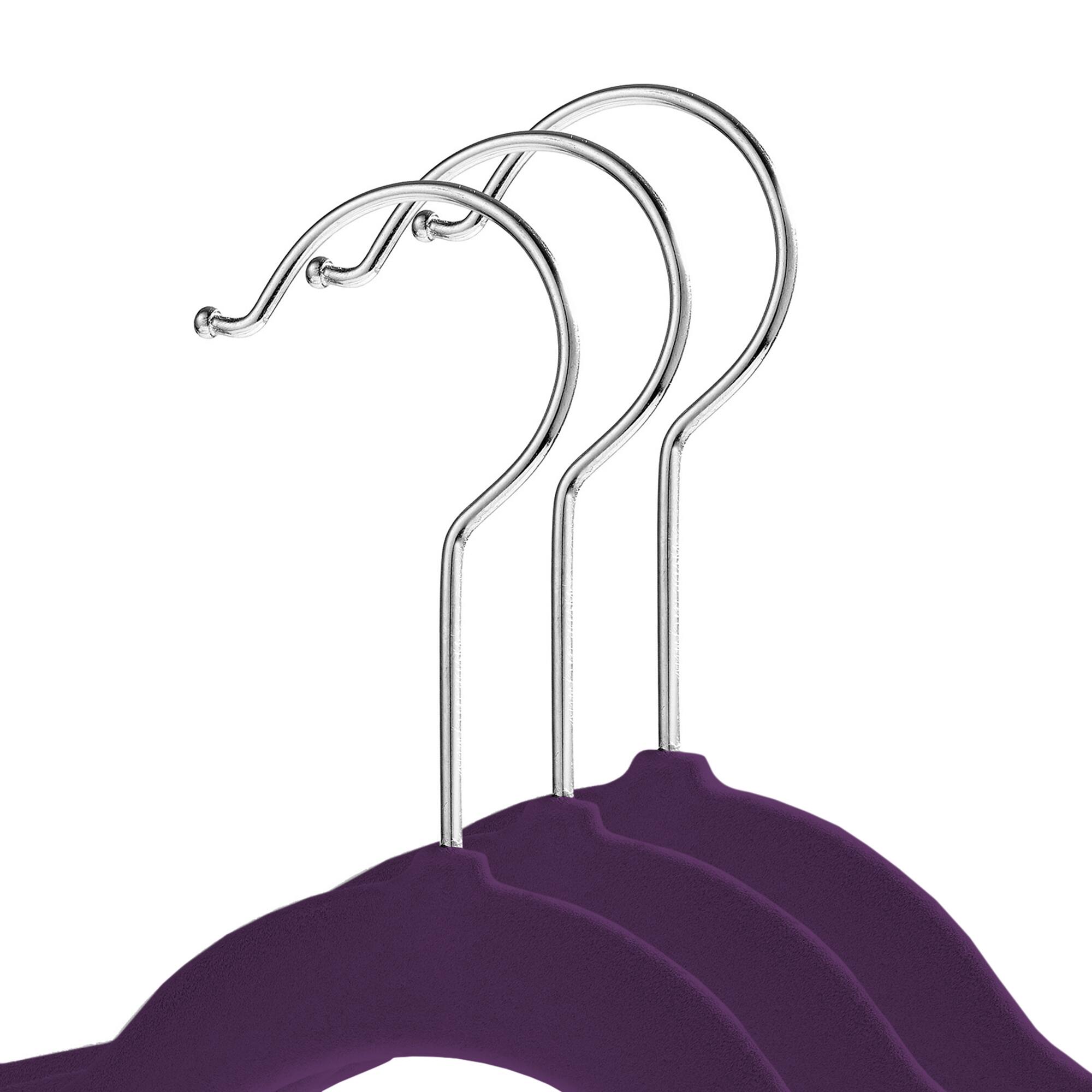 Alt View 1. Casafield - 100 Velvet 14-in Kid's Hangers - Purple.