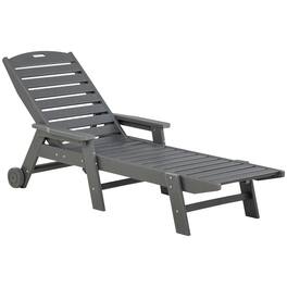 Outsunny - Outdoor Chaise Lounge Chair, Waterproof Pool Furniture with Reclining Adjustable Backrest & Wheels for Beach, Tanning - Light Gray