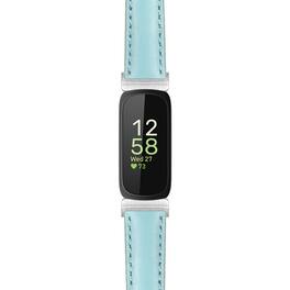 StrapsCo - Everyday Leather Watch Band Strap For Fitbit Inspire 3 - Light Blue (Silver Hardware)