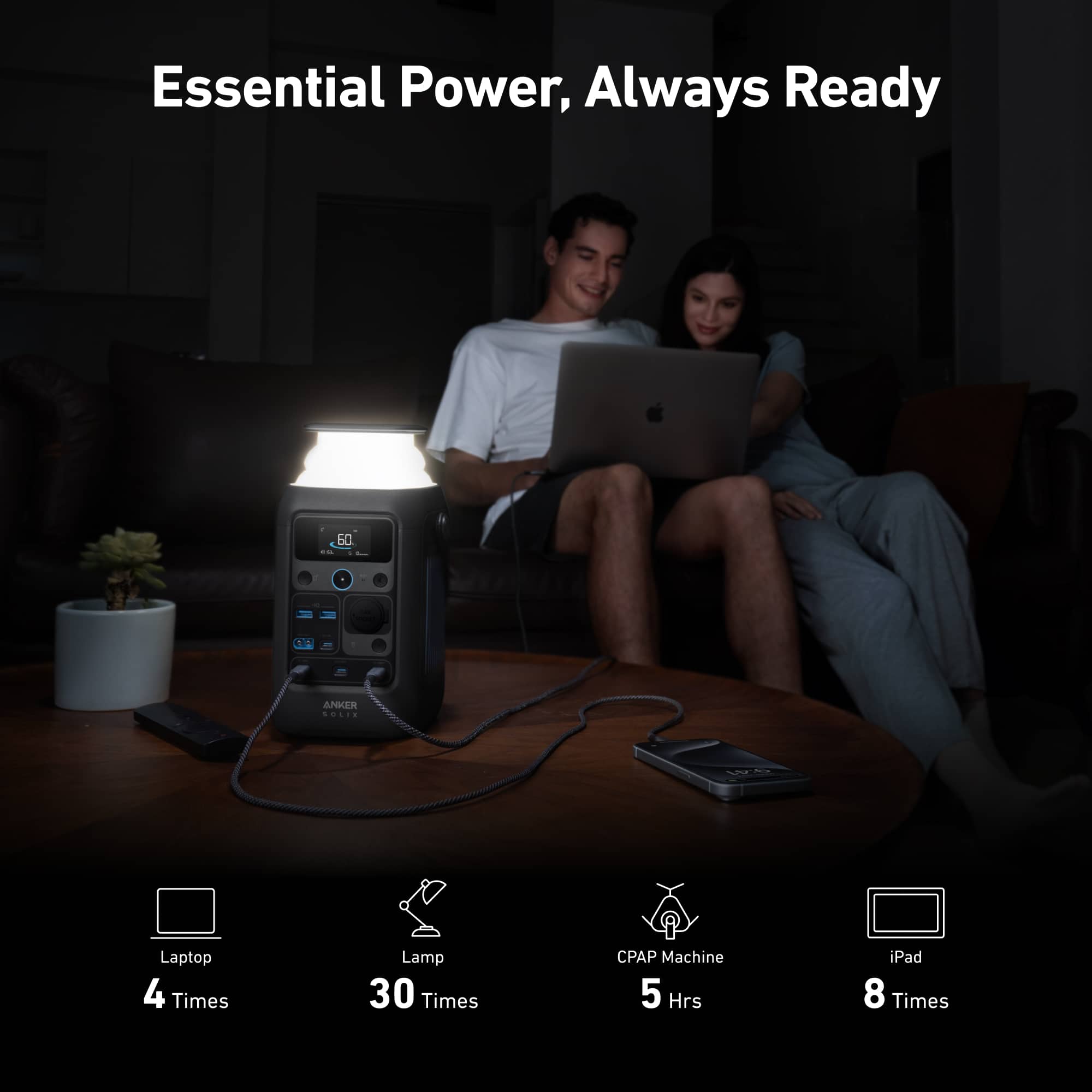 Anker - SOLIX C300X DC Portable Power Station 288Wh(90,000mA
