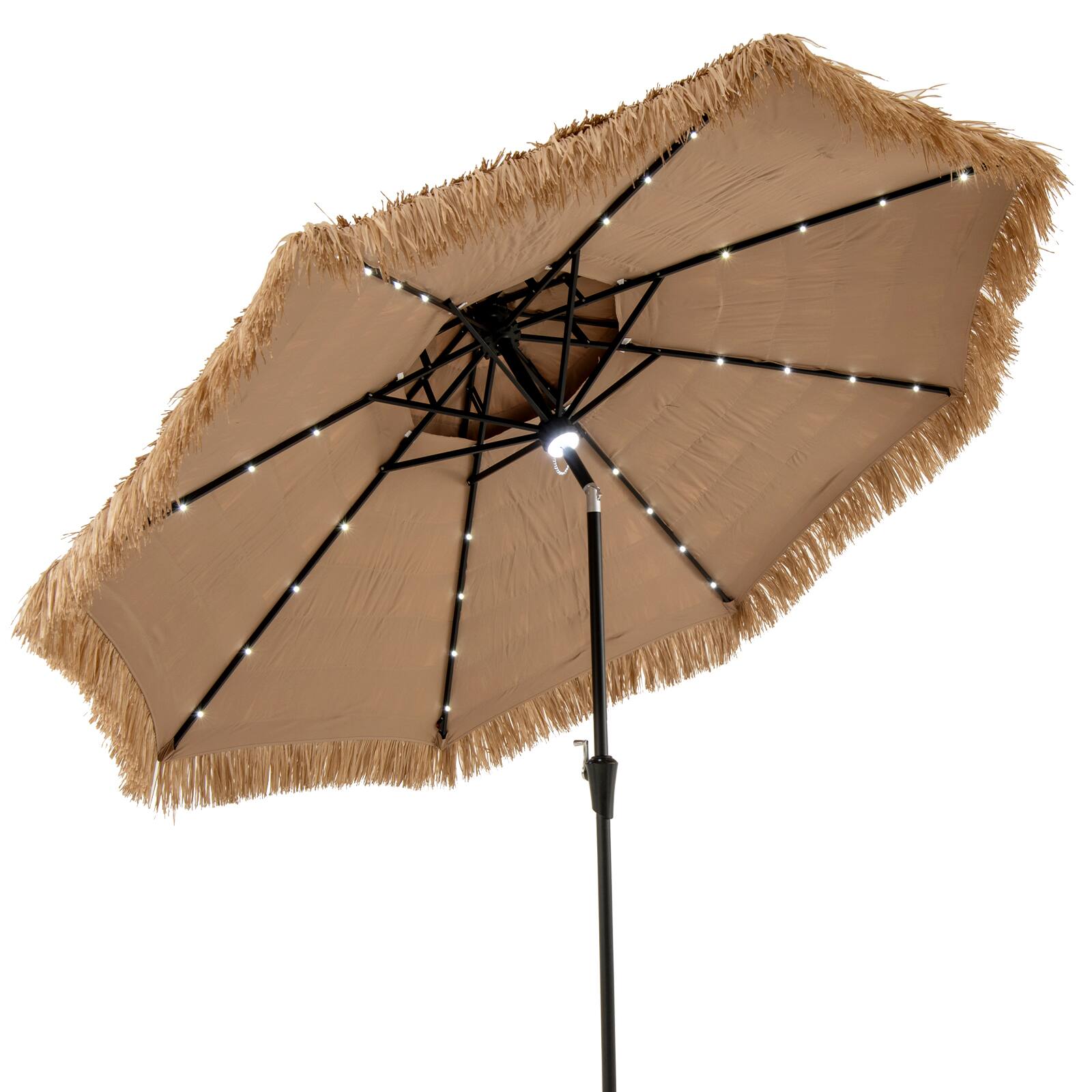 Alt View 9. Gymax - Gymax 10 FT Hula Thatched Tiki Umbrella 2-Tier Hawaiian Style Solar Patio Umbrella - Natural.