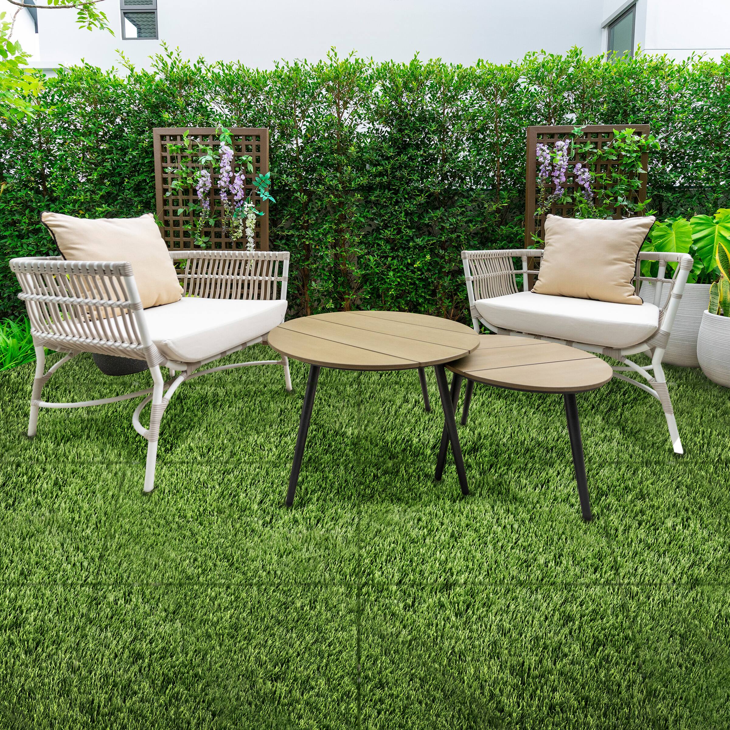 Alt View 2. Sorbus - Sorbus 48Sq. Ft. Artificial Grass Tiles – Interlocking 24"x24" Fake Grass Mats for Balcony, Patio, Deck Flooring - Green.