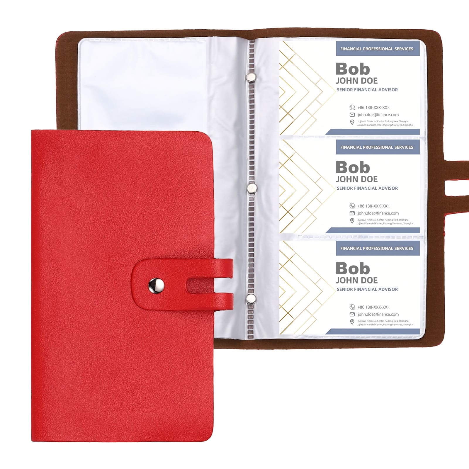 "Unique Bargains - Business Card Holder 7x5"" Leather, 2pcs Professional, 96-Capacity Organizer Binder Booklet Storage for Credit ID - Red" price history on PriceWatchPro