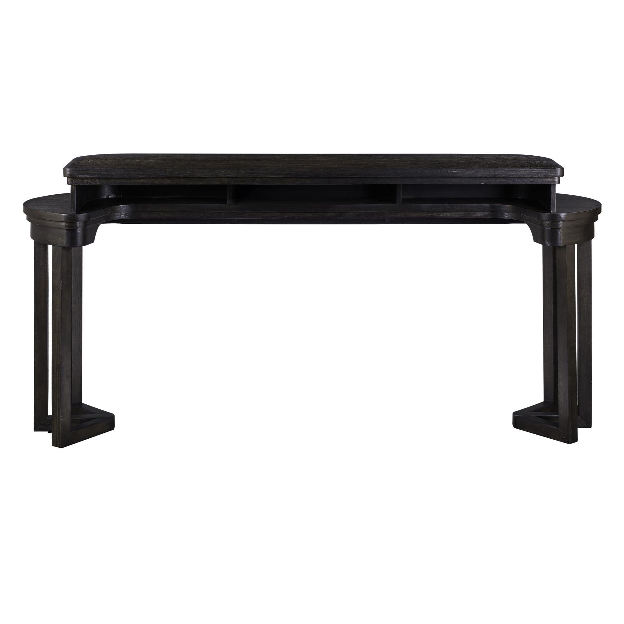 Back. Liberty Furniture Industries - Living Room Console Bar Table - AC USB Charging Station - Peppercorn Oak Wood - Peppercorn.