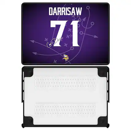 Front. Keyscaper - Christian Darrisaw Minnesota Vikings MacBook Case - Pro 16 in - Multicolor.