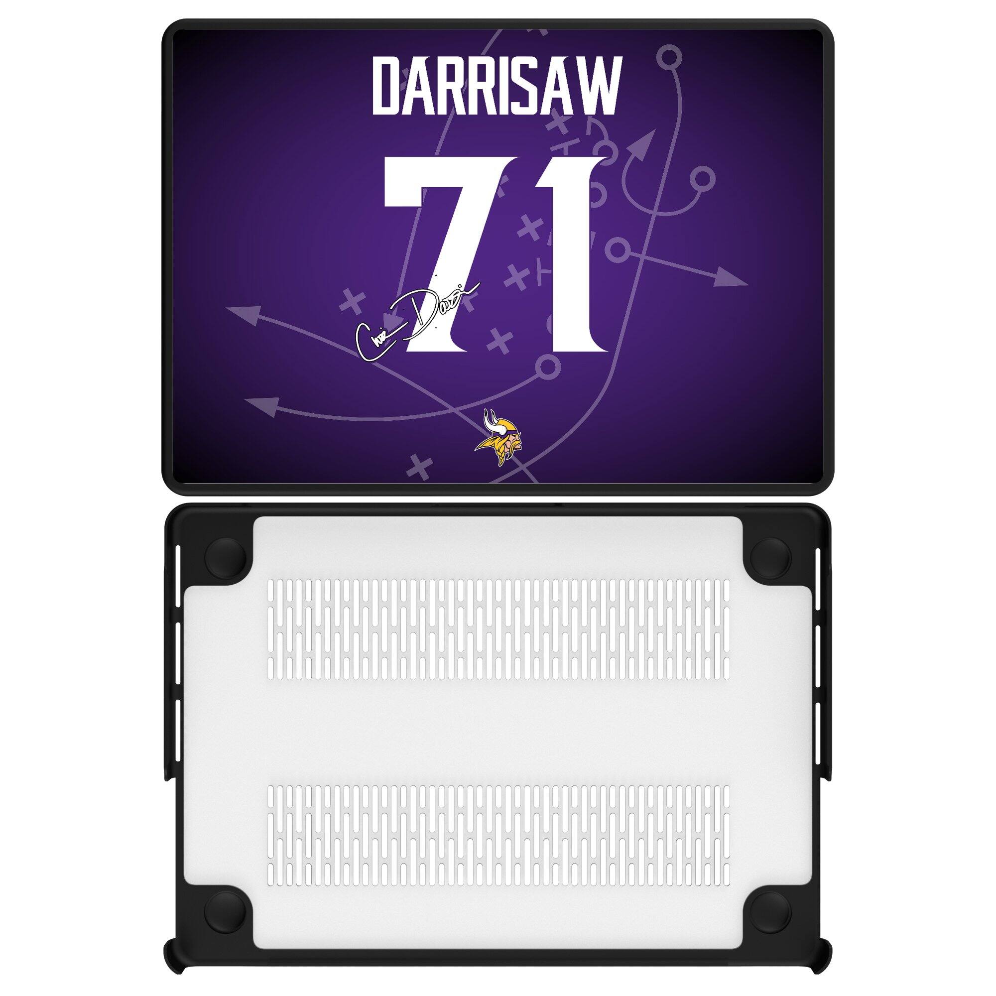 Front. Keyscaper - Christian Darrisaw Minnesota Vikings MacBook Case - Pro 16 in - Multicolor.