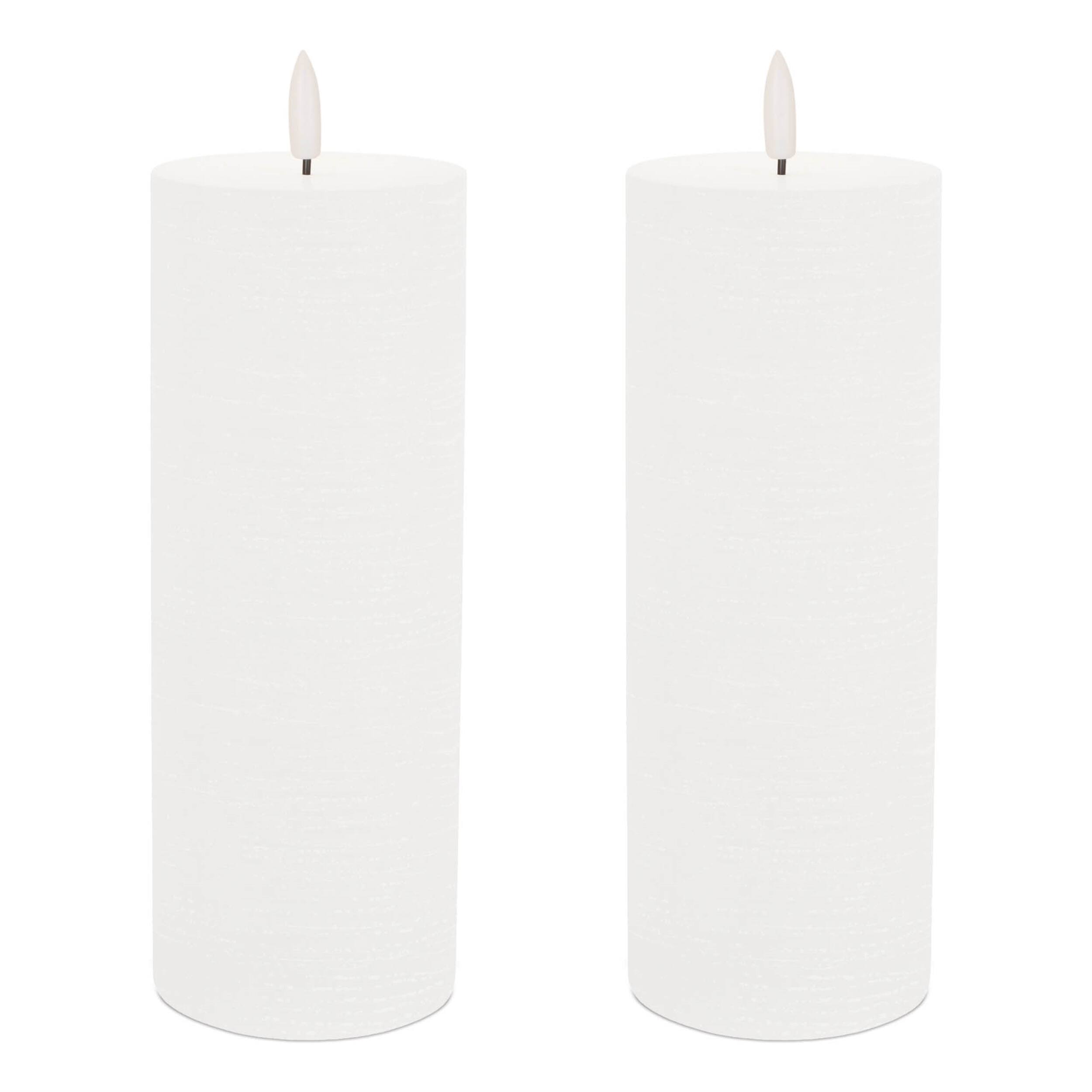 Left. BreeBe - FIA Wick White Pillar Candle (Set of 2) - White.
