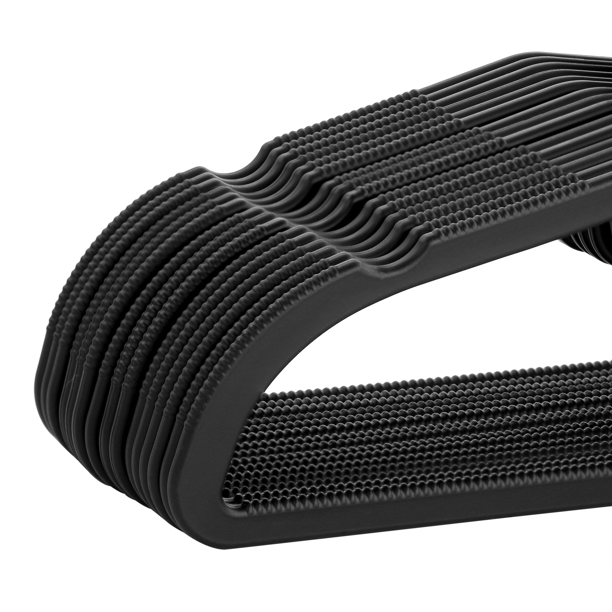Alt View 3. Elama - Elama Home 30 Piece Rubber Non Slip Hanger with U-Slide in Black - Black.