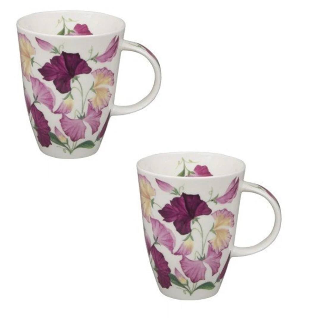 Alt View 2. Jiallo - Roy Kirkham LOUISE MUG - SWEET PEA, Set of 6, Bone China Ceramic, Made in England - Mutli color.