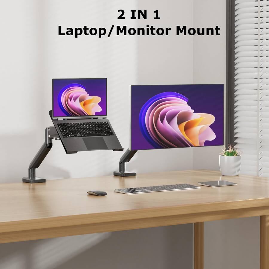 Cedar Assembly Laptop Desk Mount With Gas Spring Arm 2 In 1 Monitor ...