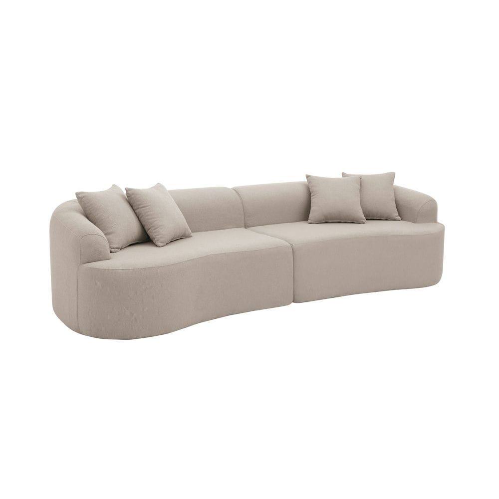 Back. Kadyn - Curved Sectional Sofa, Lamb's Wool Upholstery with Compression Packaging for Easy Setup, Brown - Brown.