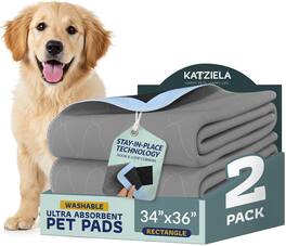Katziela - Quick-Drying Washable Pee Pads for Dogs With Hook & Loop Rectangular