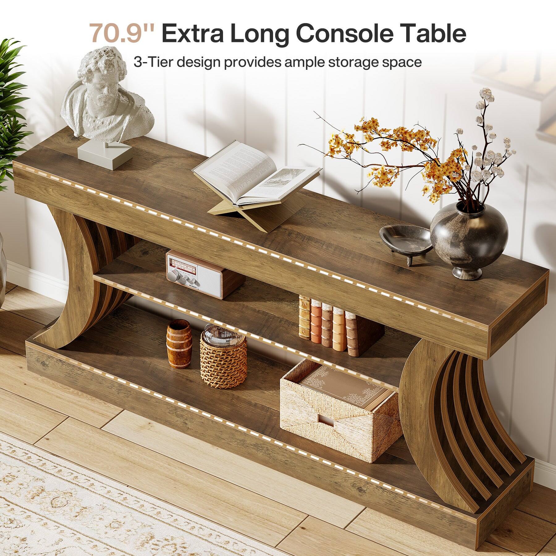 70.9" Extra Long Console Table  
3-Tier design provides ample storage space
