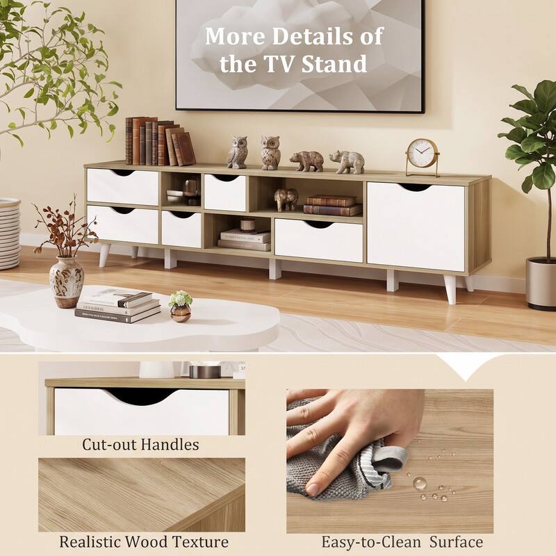 More Details of the TV Stand
- Cut-out Handles
- Realistic Wood Texture
- Easy-to-Clean Surface