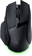 Front. Razer - Basilisk V4 HyperSpeed Ergonomic Gaming Mouse with Chroma RGB Underglow - Black.