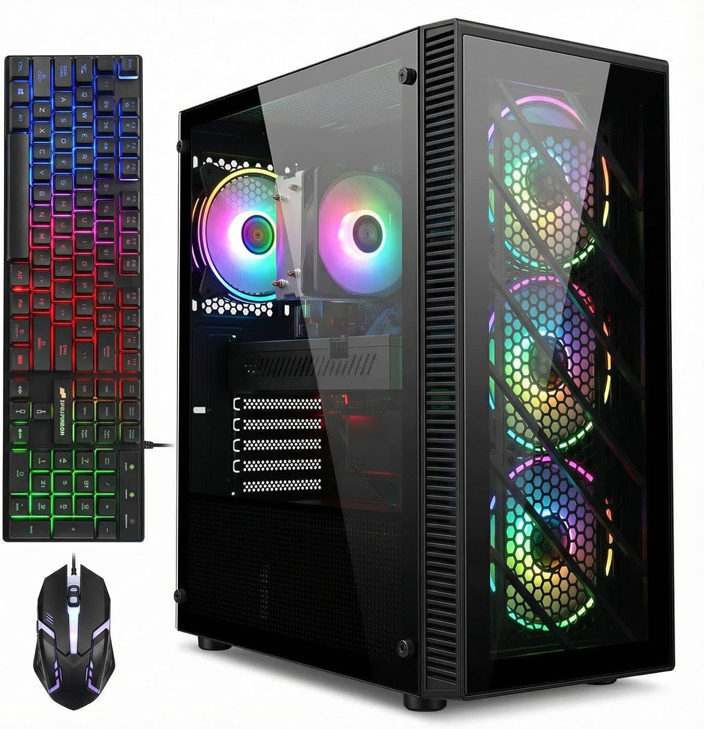STGAubron - Gaming Desktop PC, Intel Core i7 up to 3.9G, Radeon RX 590 8G, 32GB RAM, 1TB SSD, WiFi 6, BT 5.0, Win11 Home - Black