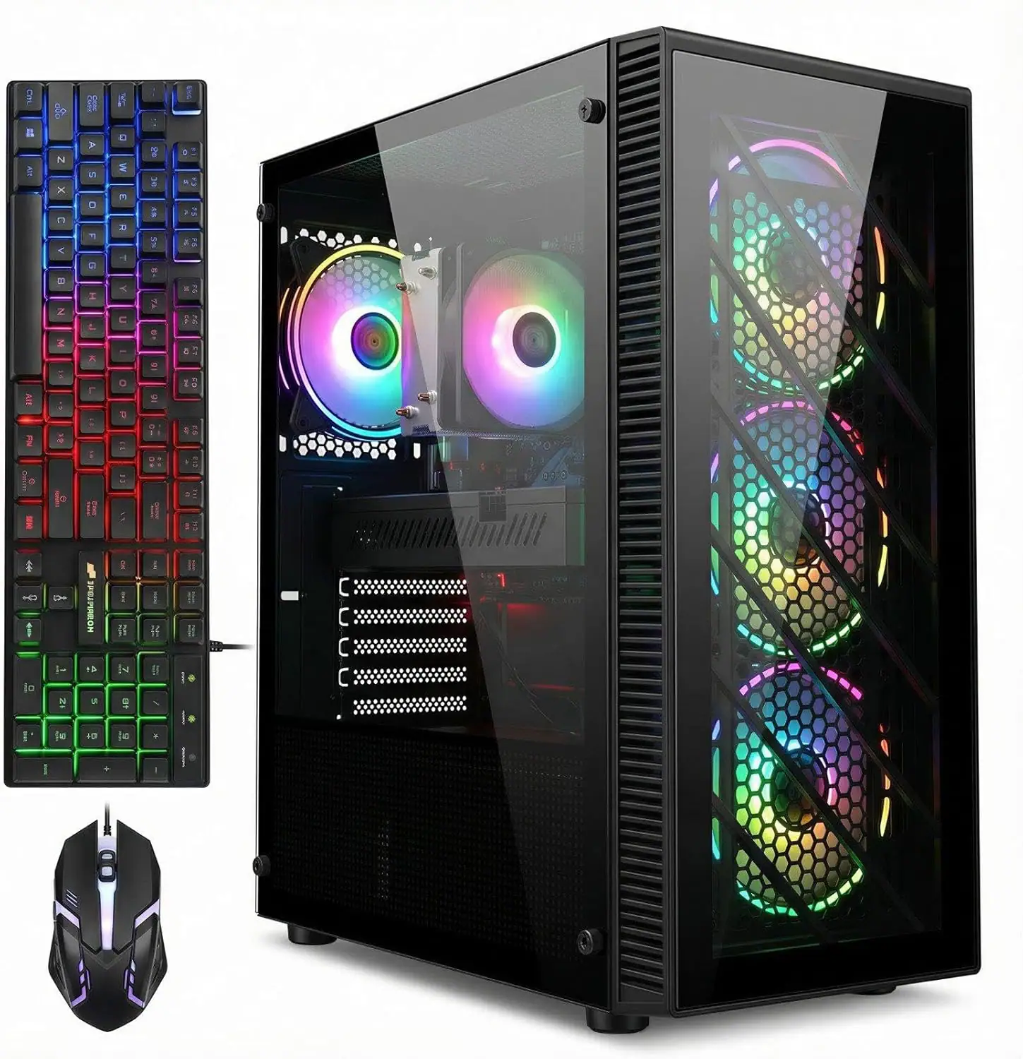 Front. STGAubron - STGAubron Gaming Desktop PC, Intel Core i7 up to 3.9G, Radeon RX 590 8G, 32GB RAM, 1TB SSD, WiFi 6, BT 5.0, Win11 Home - Black.