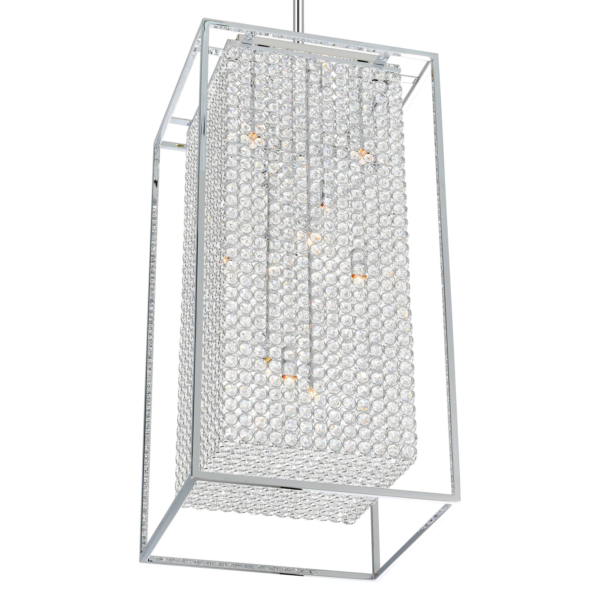 Left. CWI Lighting - Cube 11 Light Chandelier With Chrome Finish - Chrome.