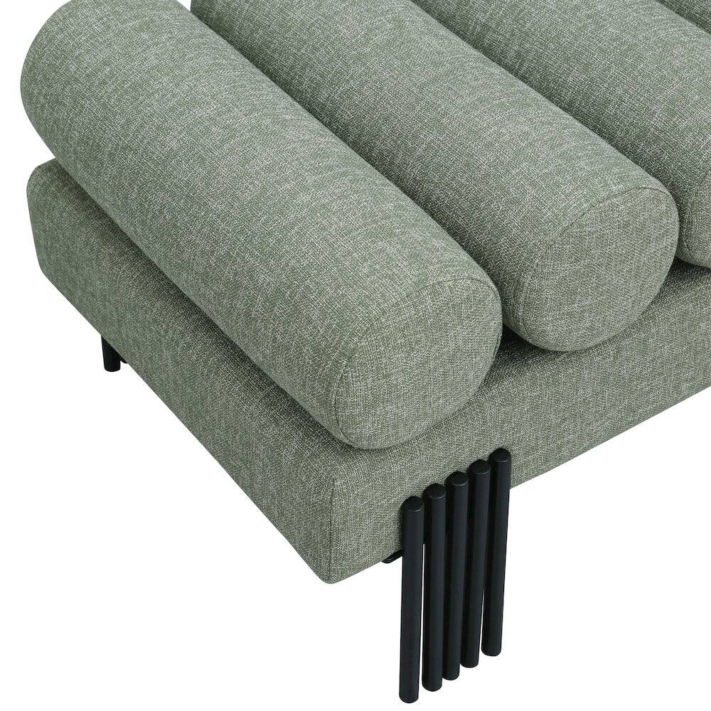 Alt View 4. Meridian Furniture - Akeela Green Linen Textured Fabric Bench - Green.